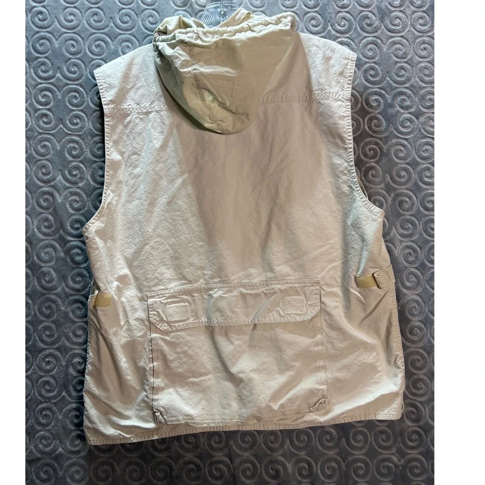 Banana Republic Khaki  Vest‎ Hooded Multi Pocket Zip Up Sleeveless Men Siz L